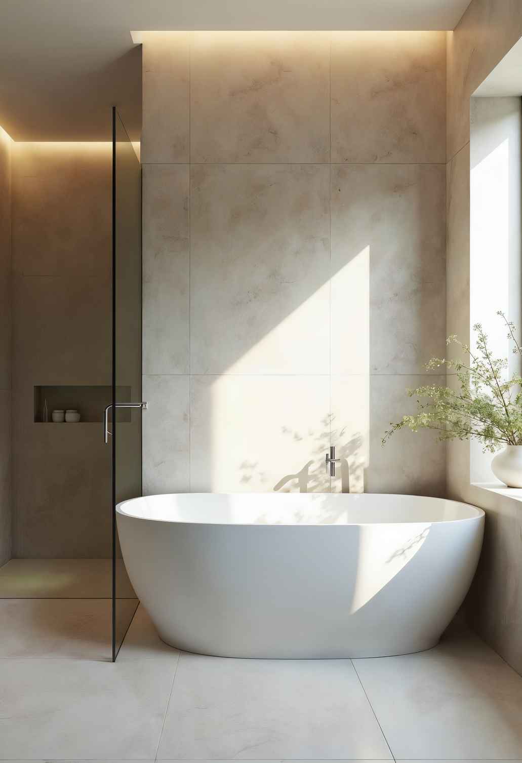 Interior modern de baie cu placare decorativă